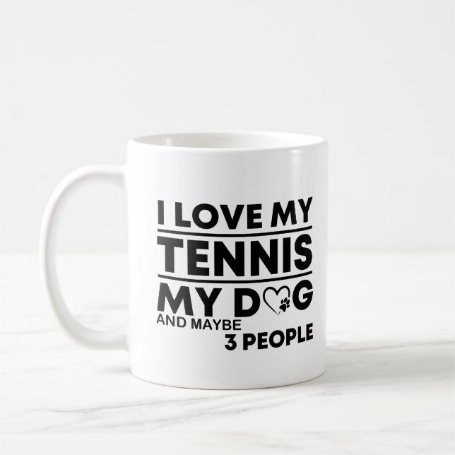 Ich Liebe My Tennis mein Hund und vielleicht 3 Leu Kaffeetasse (Links)
