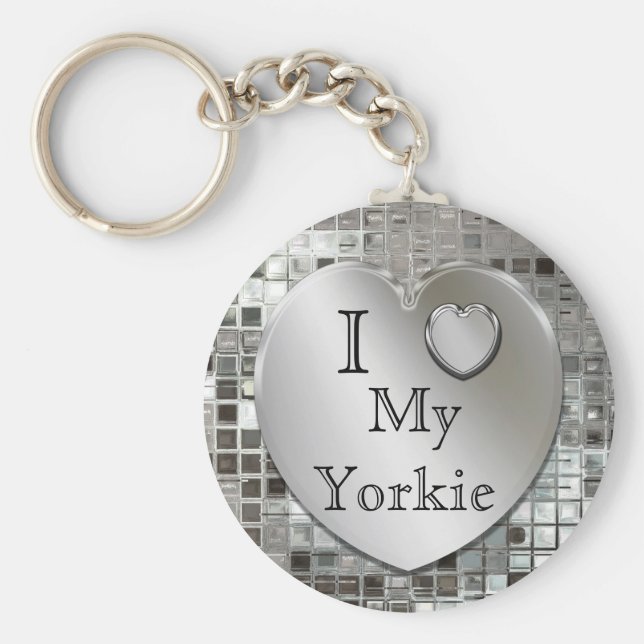 Ich Liebe My Yorkie Heart Keychain Schlüsselanhänger (Vorne)