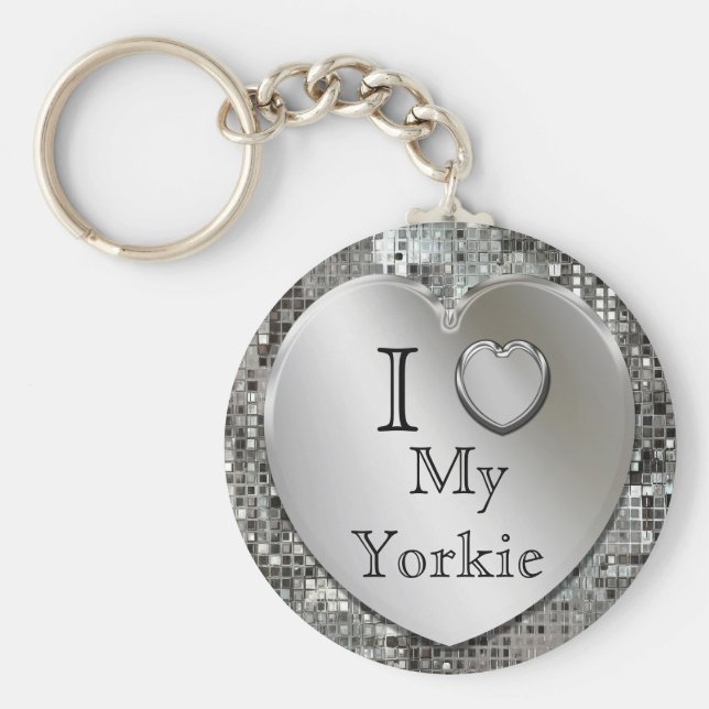 Ich Liebe My Yorkie Heart Keychain Schlüsselanhänger (Vorne)