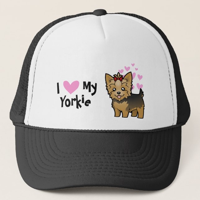 Ich Liebe My Yorkshire Terrier (kurze Haare mit Bo Truckerkappe (Vorderseite)