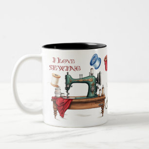 Ich liebe Nähen Zweifarbige Tasse