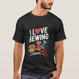 Ich liebe Nähherz Handwerk Faden Schere T-Shirt
