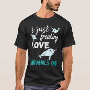 Ich liebe Narwal-Wale Fisch Ozean Säugetiere einfa T-Shirt