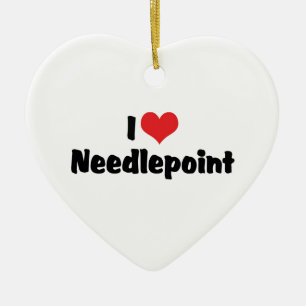 Ich liebe Needlepoint Keramik Ornament