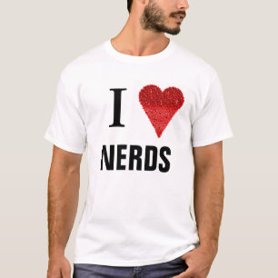 Ich Liebe Nerd Rotes Herz Form T - Shirt