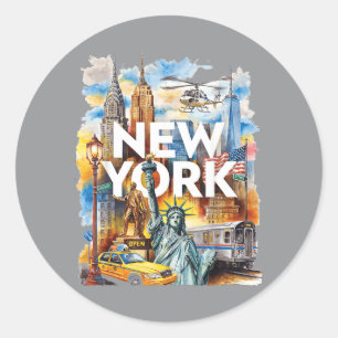 Ich liebe New York Nyc Manhattan Urlaub Reise Desi Runder Aufkleber