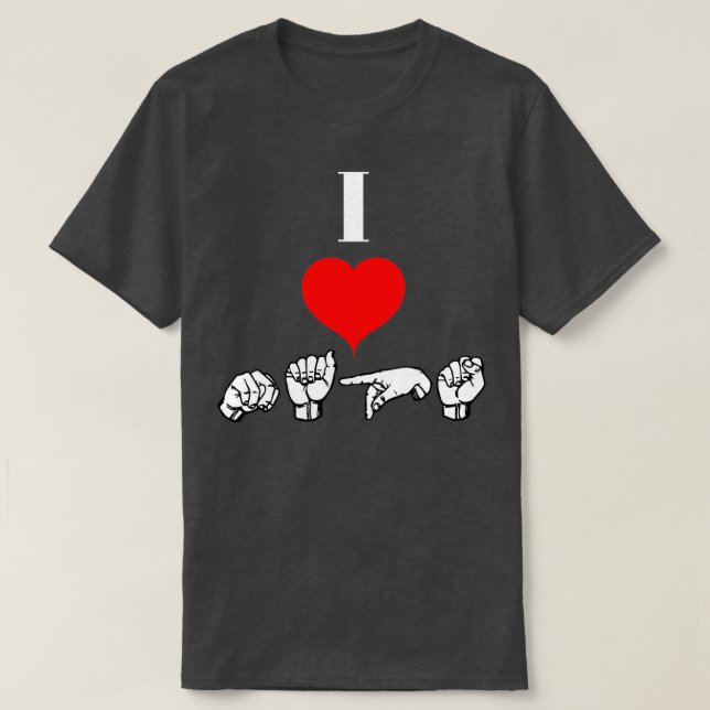 Ich Liebe NICKERCHEN Text mit Sign Language schwar T-Shirt (Design vorne)