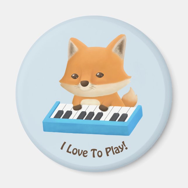 Ich Liebe, Niedlich Fox auf Piano Kids Magnet zu s (Vorne)