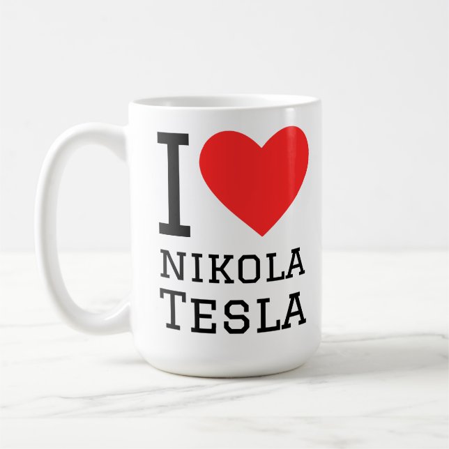 Ich liebe Nikola Tesla  Kaffeetasse (Links)