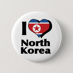 Ich liebe Nordkorea-Flagge Button