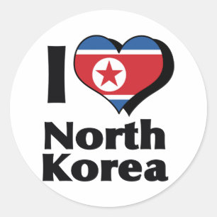 Ich liebe Nordkorea-Flagge Runder Aufkleber