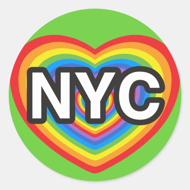 Ich liebe NYC. Ich Liebe NYC. Regenbogenhaut in Ne Runder Aufkleber (Vorderseite)