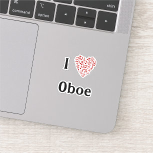 Ich liebe Oboe Rotes Herz aus Noten Vinyl Aufkleber