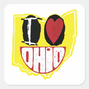 Ich Liebe Ohio lächelnd glückliches Gesicht Quadratischer Aufkleber