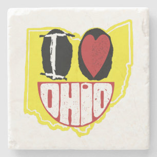 Ich Liebe Ohio lächelnd glückliches Gesicht Steinuntersetzer