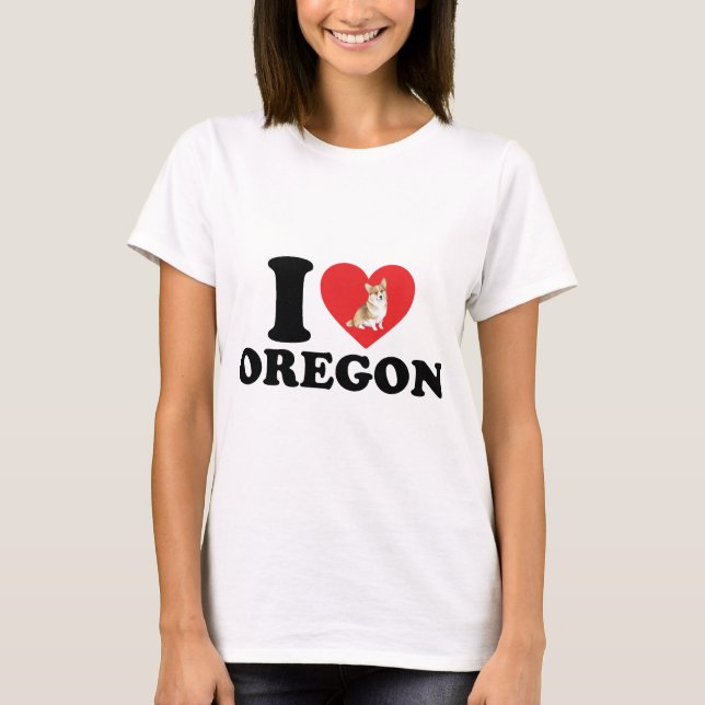 Ich Liebe Oregon und mein Corgi T-Shirt (Vorderseite)