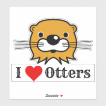 Ich Liebe. Otters Kopfaufkleber