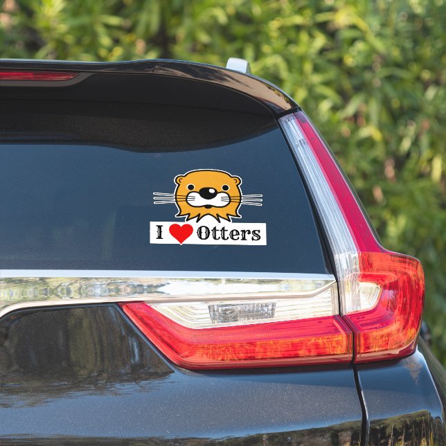 Ich Liebe. Otters Kopfaufkleber Aufkleber (Auto Seite)