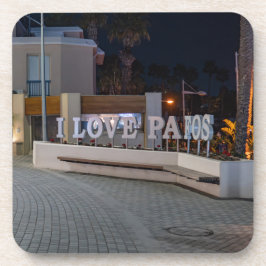 Ich Liebe Pafos unterschreiben nachts Getränkeuntersetzer