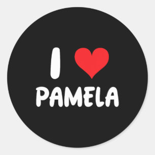Ich liebe Pamela - Herz - Name  Runder Aufkleber