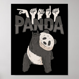 Ich liebe Panda ASL-Handgeste Gehörloser Hörverlus Poster