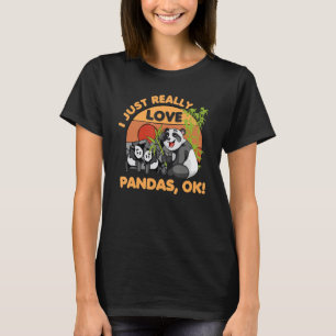 Ich liebe Pandas einfach wirklich ok Tier Retro-Bä T-Shirt