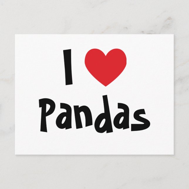 Ich liebe Pandas Postkarte (Vorderseite)