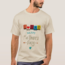Ich liebe Papa Vatertags-T-Shirt | Süße ABC-Blöcke T-Shirt