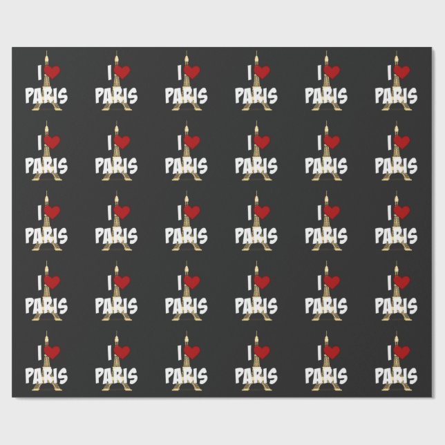 "Ich liebe Paris," Eiffelturm Geschenkpapier (Flach)