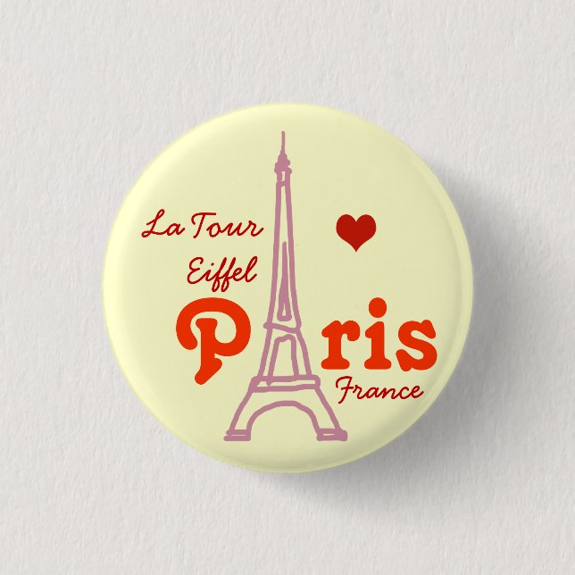 Ich liebe Paris . romantisch Button (Vorderseite)