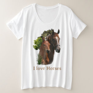 Ich liebe Pferde Große Größe T-Shirt