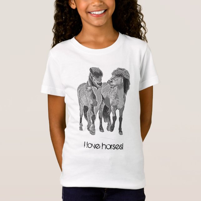 Ich Liebe Pferde! Niedliche isländische Ponys T-Shirt (Vorderseite)