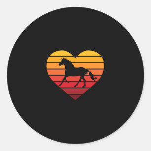 Ich liebe Pferde Retro Herz Runder Aufkleber