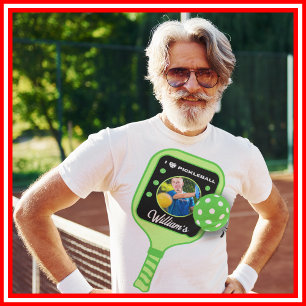 Ich liebe Pickleball Grüne Paddel Cute Sports FOTO T-Shirt