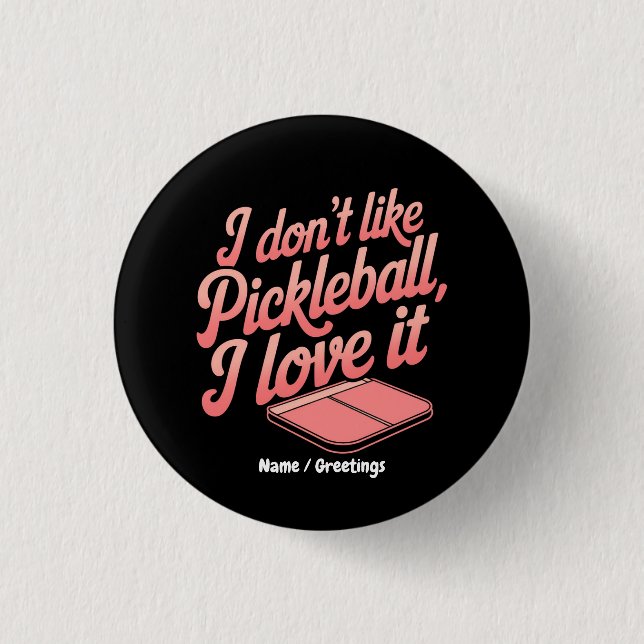 Ich liebe Pickleball Retro-Paddle-Sportgrafik Button (Vorderseite)