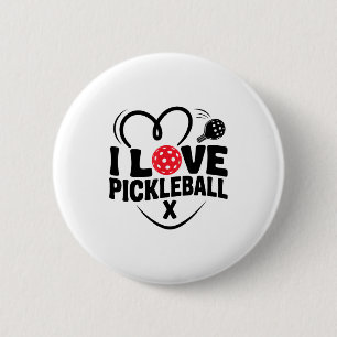 Ich liebe Pickleball Valentinstag Herz  Button