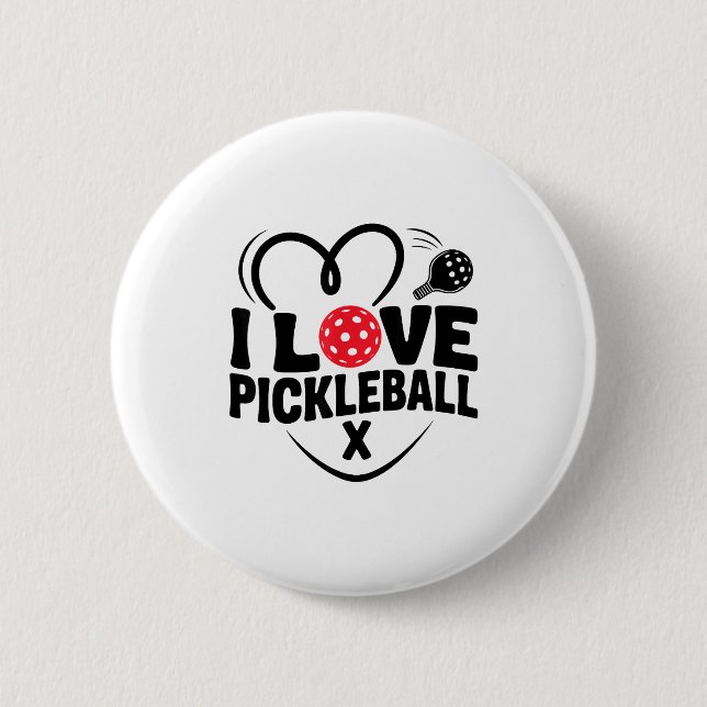 Ich liebe Pickleball Valentinstag Herz  Button (Vorderseite)