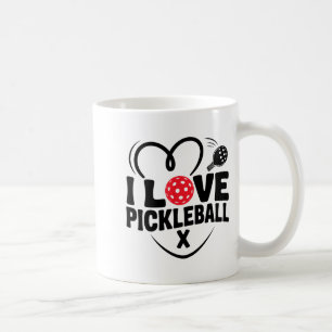 Ich liebe Pickleball Valentinstag Herz  Kaffeetasse