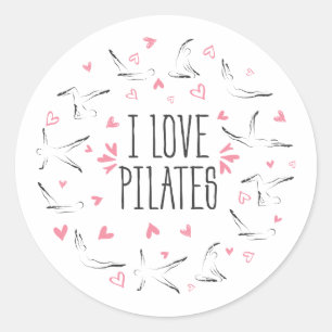 ICH LIEBE PILATES Pilates-Übungen in Form eines Kr Runder Aufkleber
