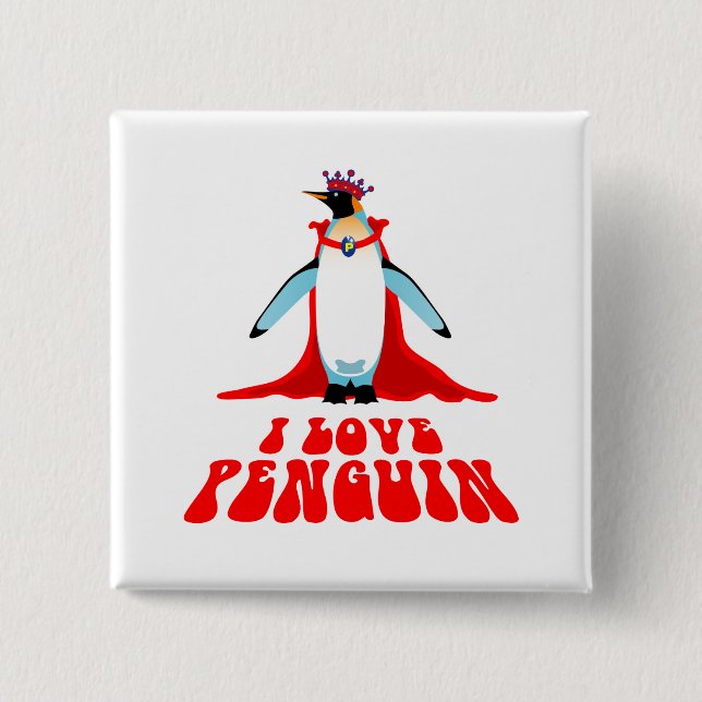 Ich liebe Pinguin Button (Vorderseite)