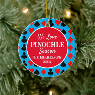 Ich liebe Pinochle Season Blue Keramik Ornament