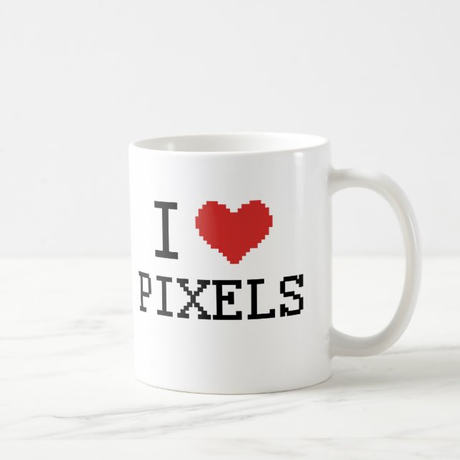 Ich liebe Pixel / Ich mag Pixel Tasse (Rechts)