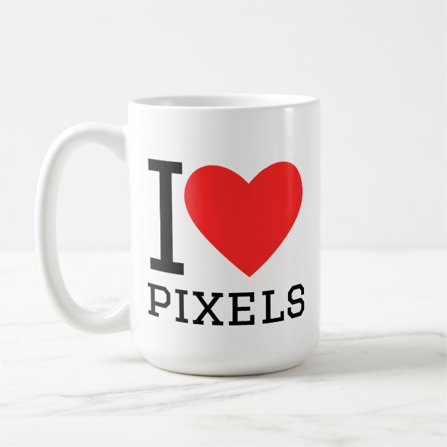 Ich liebe Pixel Kaffeetasse (Links)