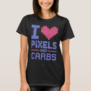 Ich liebe Pixel und Kohlenhydrate Retro-Gamer-Snac T-Shirt
