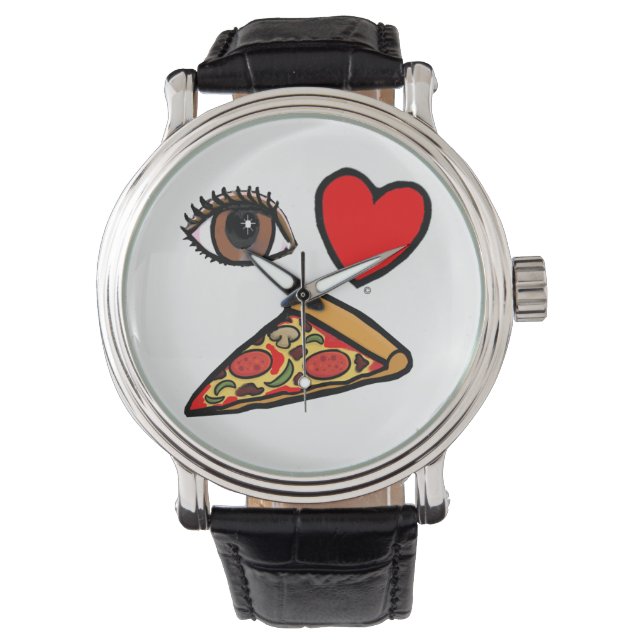 Ich Liebe Pizza Armbanduhr (Vorderseite)