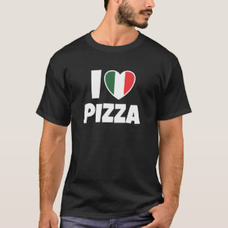 Ich Liebe Pizza mit Italienischer Flagge und Herz T-Shirt