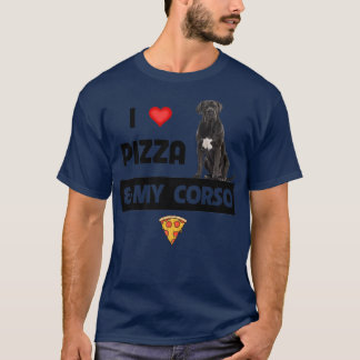 Ich Liebe Pizza und mein Cane Corso Hund Pepperoni T-Shirt