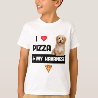 Ich Liebe Pizza und mein Havanese Havapoo Pepperon T-Shirt