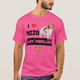 Ich Liebe Pizza und mein Papillon Hund Pepperoni K T-Shirt