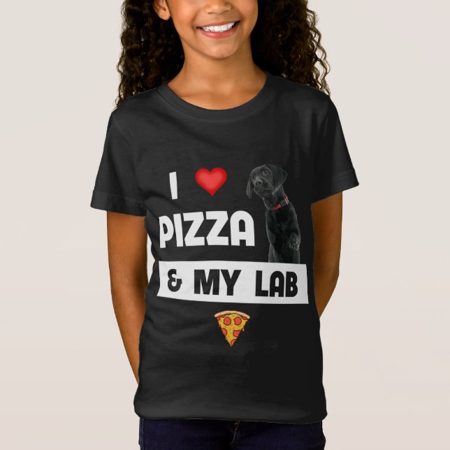 Ich Liebe Pizza und mein schwarzer Lab Hund Pepper T-Shirt (Vorderseite)